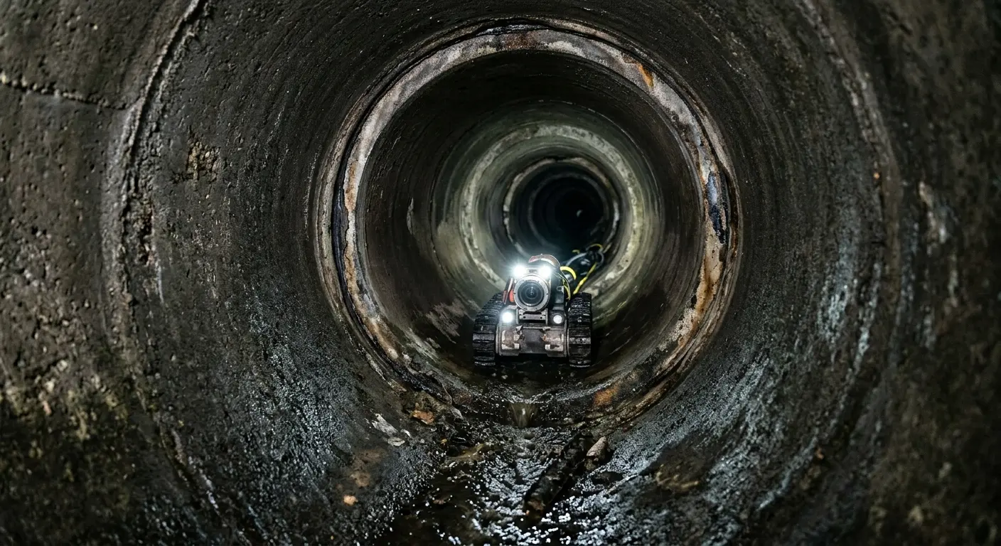 Robotic sewer camera inspecting pipe interior for Drain Snake Service in Saginaw